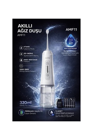MG Auhma AMF11 Akıllı Şarjlı Ağız Duşu - 320ml Su Haznesi, 4 Modlu, Diş Temizleme Cihazı