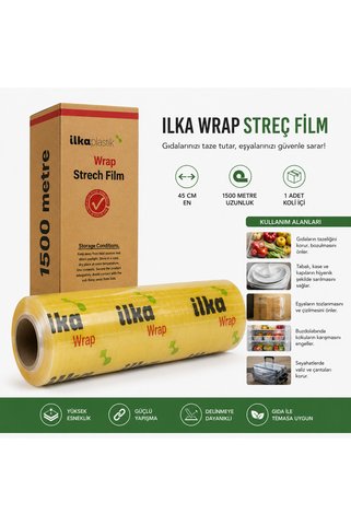 İlka Wrap Streç Film 45 x 1500 8 Mikron 1 Adet