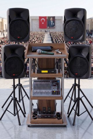 Lastvoice School Paket-4 okul Tören Ses Sistemi Full Set (HOPARLÖR ANFİ MİKROFON STAND)