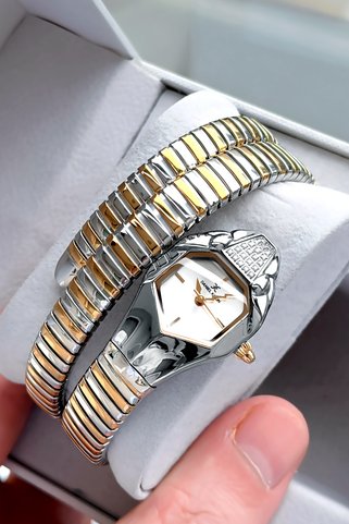 Daniel Klein Yılan Saat Model - Kadın Kol Saati, Su Geçirmez Gold Gümüş Çelik Kordon - Bileklik Hediye DKBY2044C3