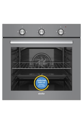 Simfer 8256 0+3 Fonksiyon Mekanik, Gri, Cam, Power Turbo Ankastre Fırın