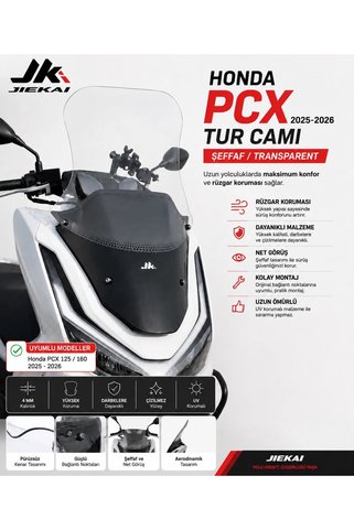 JİEKAİ JK Honda Pcx 2025-2026 Uyumlu Tur Camı (ŞEFFAF)