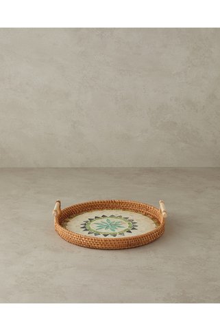 English Home Adelaide Sedefli Rattan Tepsi Kahverengi