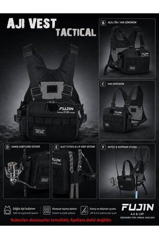 Fujin Tactical Vest Black Balıkçı Yeleği