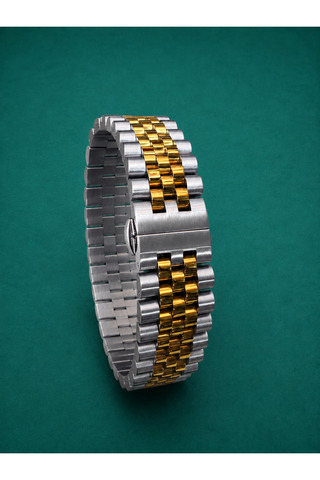 Stainless steelss Premium Two tone %100 Dolu ve Paslanmaz Çelik Jübile Model Saat Kordonu 22mm