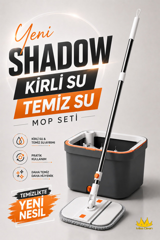 Miss Clean (+1 Yedek Bez Hediyeli )Temiz Su Ile Kirli Suyu Ayıran Otomatik Temizlik Seti Profesyonel Mop Paspas
