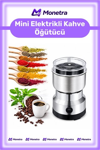 Monetra #BaharatKahveÖğütücü Paslanmaz Çelik Düşük Sesli 50 Gram Kapasiteli Mini Elektrikli Şık Baharat Kahve Öğütücü
