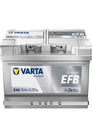 Varta E46 EFB 75Ah 730A Start Stop Alçak Tip Akü – Ford Focus Courier Hafif Ticari Uyumlu – Yeni Seri – 2026 2. Çeyrek Üretim