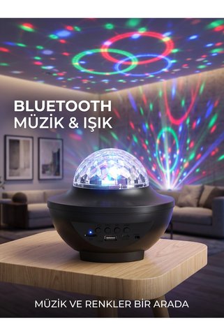 Epilons Bluetooth Hoparlörlü Rgb Disko Işığı Müzikli Parti Lambası Usb Tf Kart Destekli