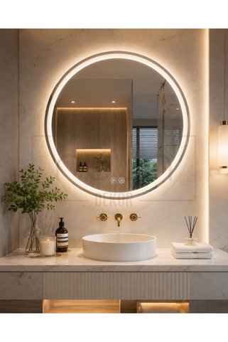 NUUN DEKOR 70 cm 3 Renk LED’li Buğu Çözücülü Dokunmatik Banyo Aynası