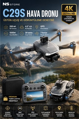 Full HD Kameralı Hava Dronu GPS Engel Kaçınma Destekli LCD Kumandalı Hobi Drone