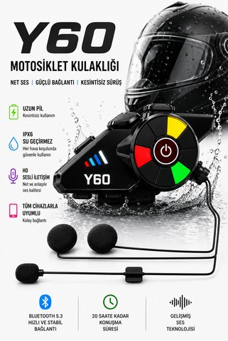 DEANB Y600 IPX6 Su Geçirmez RGB Bluetooth 5.3 Sesli Asistanlı İnterkom Kask Kulaklığı 1000mAh