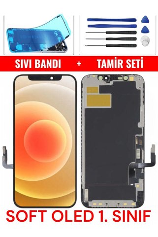 indirimplus iPhone 12 Ekran Soft Oled 1. Sınıf Ultra Görüntü Kalitesi 12 /12 Pro Uyumludur Sıvı bandı+Tamir Seti