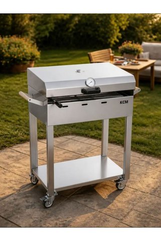 Kaan Coşkun Metal 40x60 Kapaklı Krom Mangal – Tekerlekli, Premium Bahçe Mangalı