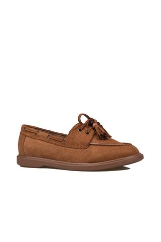 Trend Adımlar Taba Kadın Bağcıklı Püskül Detaylı Loafer