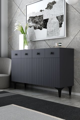 Dekortis Home Dekor 120DHDK7A İLAY LAZER DESEN KAPAK KONSOL ve TV SEHPASI, ÜNİTESİ ANTRASİT