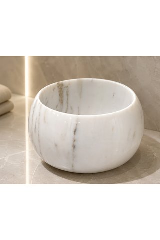 Belle Vie Mini Beyaz Mermer Hamam Kurnası | 35*35*25 özel ölçü mini
