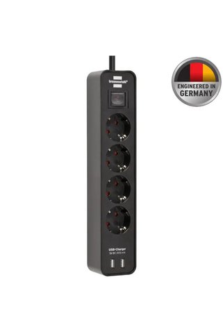 Brennenstuhl Ecolor Serisi 4 Soketli Uzatma Kablosu - 2 USB Hızlı Şarj Özellikli, 1.5 Metre, Siyah