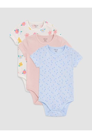 LC Waikiki ALITA CITY Farkıyla LCW baby Ekru Baskılı Dar & Slim Kısa Kollu Kız Bebek Tişört