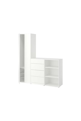 IKEA Modern Beyaz Bebek Çocuk Gardırop 180x42x200 cm İskandinav Tarzı Sağlam Ahşap Odası Dolap