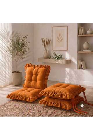 MoMMe SAÇAKLI SANDALYE MİNDERİ 45X45 CM TURUNCU 4 ADET