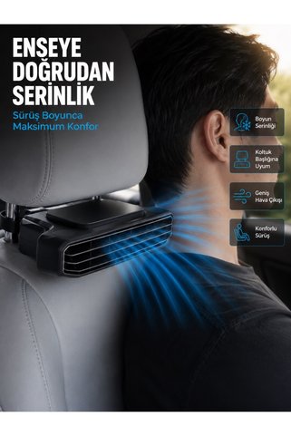 Araç Koltuğu İçin 5 Hız Kademeli Soğutucu Fan Aroma Hazneli USB-C Şarjlı