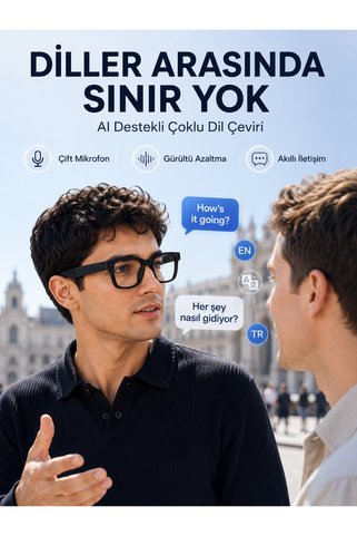 Eco Lounge Kameralı Akıllı Gözlük 8 MP Fotoğraf Çekimi 1080P Video Kayıt Yapay Zeka Çoklu Dil Çeviri Özellikli