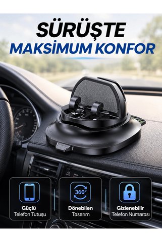 ErturkStore Mey İthalat® Araç İçi Telefon Tutucu Gizlenebilir Telefon Numaralı Katlanabilir Telefon Standı