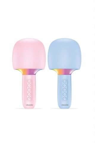 Venandin Kablosuz Bluetooth Karaoke Mikrofonu 5W RGB Işıklı Taşınabilir Kablosuz Mikrofon Şarjlı 1200 mAh