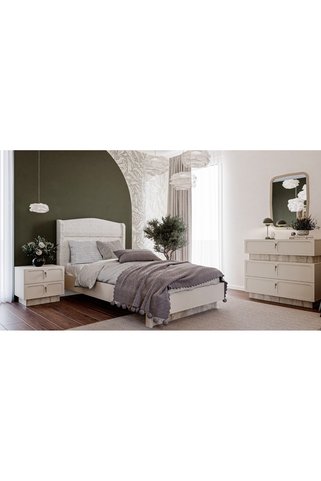 QUATTRO HOME Aura Genç Odası (4 Kapılı Dolap+Karyola 100x200+Komodin+Çalışma Masası ve Üst Ünite+Kitaplık+Şifonyer+ayna )