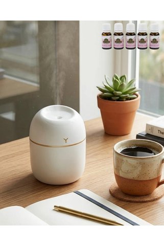 ARNEER Mey İthalat® Taşınabilir Mini Nemlendirici 5 Esans Hediyeli Sessiz Led Işıklı Difüzör