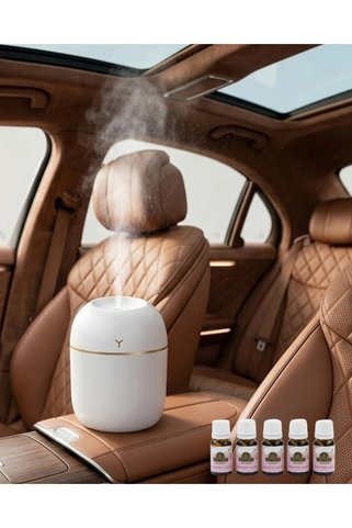 ARNEER Mey İthalat® Aromaterapi Özellikli Mini Hava Nemlendirici 5 Esans Hediyeli Led Işıklı Difüzör