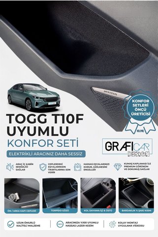 GRAFİCAR TOGG T10F SEDAN Uyumlu Konfor Seti - Araç içi Eşya Ceplerine Özel Kumaş Kaplama