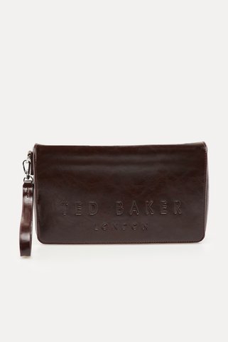 Ted Baker Bordo Çatlak Yüzey Kabartma Logo El Portföyü