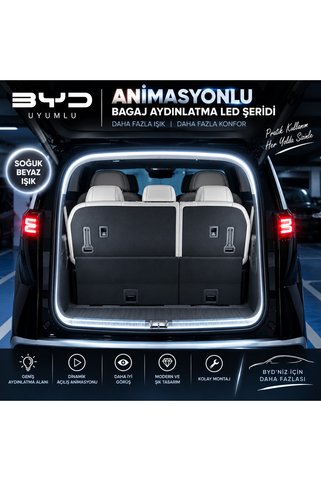 VIREXA BYD Uyumlu Animasyonlu Bagaj Aydınlatma LED Şeridi Sıcak Beyaz Üniversal Kullanım