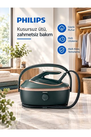 Philips ELVT Yeni Güçlü Dikey Buharlamalı PerfectCare 8000 Serisi Buhar Ütüsü - TurboPower Buhar Motoru, OptimalTEMP Yanmazlık, 1.4L Çıkarılabilir Tank ile 1 Saatlik Ütüleme