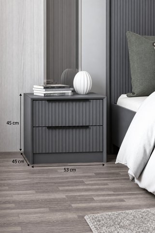 Minar Kale Luxe 2 Çekmeceli Komodin - Antrasit