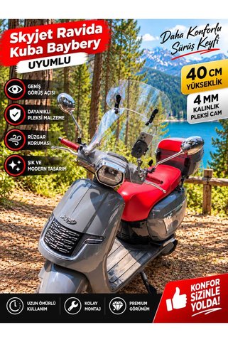 MASTERPOL Skyjet Ravida ve Kuba Baybery uyumlu uzun Ön Siperlik Rüzgar Cam 40 cm yükseklik 4mm kalınlık