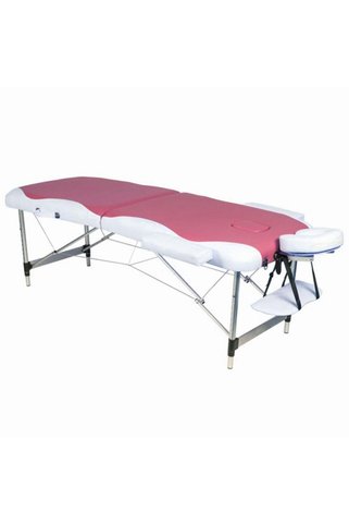 Medikaltec Katlanabilir metal masaj masası,çanta tipi masaj ve tedavi yatağı bordo-krem