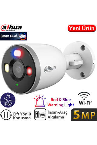 DAHUA (F5D-PV) 5MP WI-FI IP67 KIRMIZI MAVİ IŞIKLI SMART KARŞILIKLI KONUŞMA BULLET KAMERA