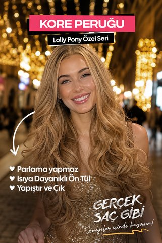 LOLLY PONY Dalgalı Küllü Bal Köpüğü Doğal Dip Geçişli Kore Fiber Sentetik Ön Tül Peruk