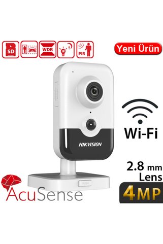 Hikvision (DS-2CD2443G2-IW) 4MP 2.8MM 120dB DAHİLİ MİKROFON 128GB SD WIFI ACUSENSE CUBE KAMERA