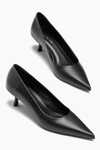 ALYANO Alberta Hakiki Deri Siyah 5 cm Topuklu Stiletto Ayakkabı