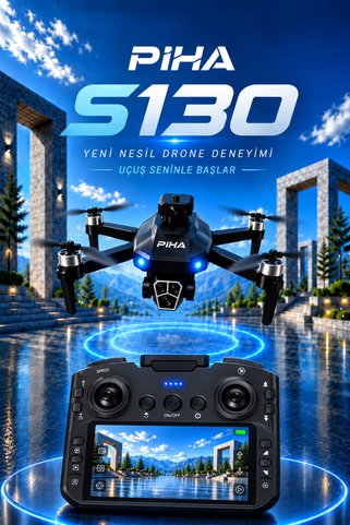 piha S130 Drone Ekranlı kumanda 2Batarya&30Dakika Uçuş 720P Çift Kamera Engelden Kaçınma Drone