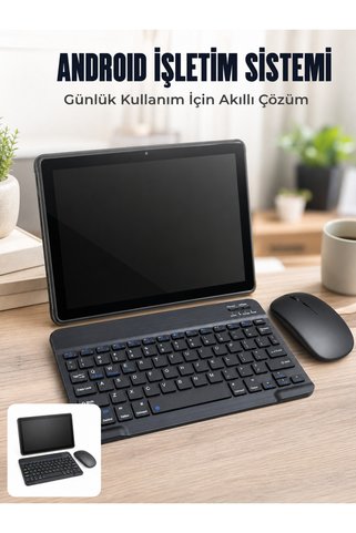 Hsc bilişim Android Tablet Bluetooth Klavye Mouse Seti Sim Kart Girişi Kablosuz Bağlantı Ve Günlük Kullanıma Uyg