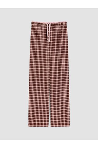 LC Waikiki Kahverengi Beli Lastikli Ekose Kadın Pijama Alt