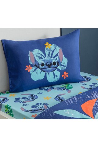 Taç Out Zorluteks Stitch Aloha Model Tek Kişilik Pamuk Lastikli Çarşaf Seti 2 Parça (100x200 cm Çarşaf Serisi
