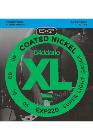 D'Addario EXP220 BASS GİTAR TEL SETİ, 40-95, COATED NICKEL, SUPER LIGHT