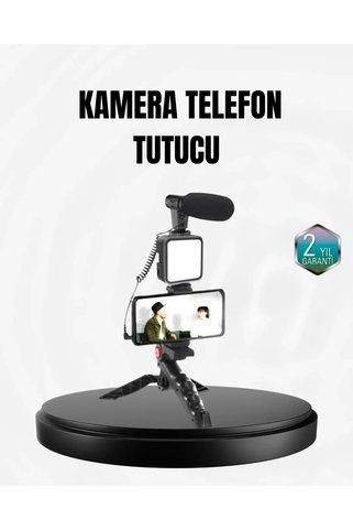SS HOME CONCEPT Profesyonel Vlog Çekim Kiti LED Işıklı Tripod Mikrofonlu Telefon Seti