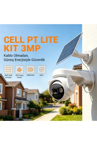 Imou Cell PT Lite Kit 3MP Bataryalı Dış Mekan Akıllı Kamera – 3W Solar Panel, 330° PT, WiFi